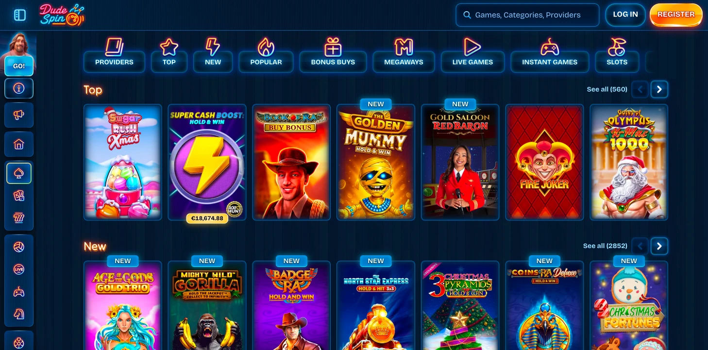 Dudespin Lobby Screenshot