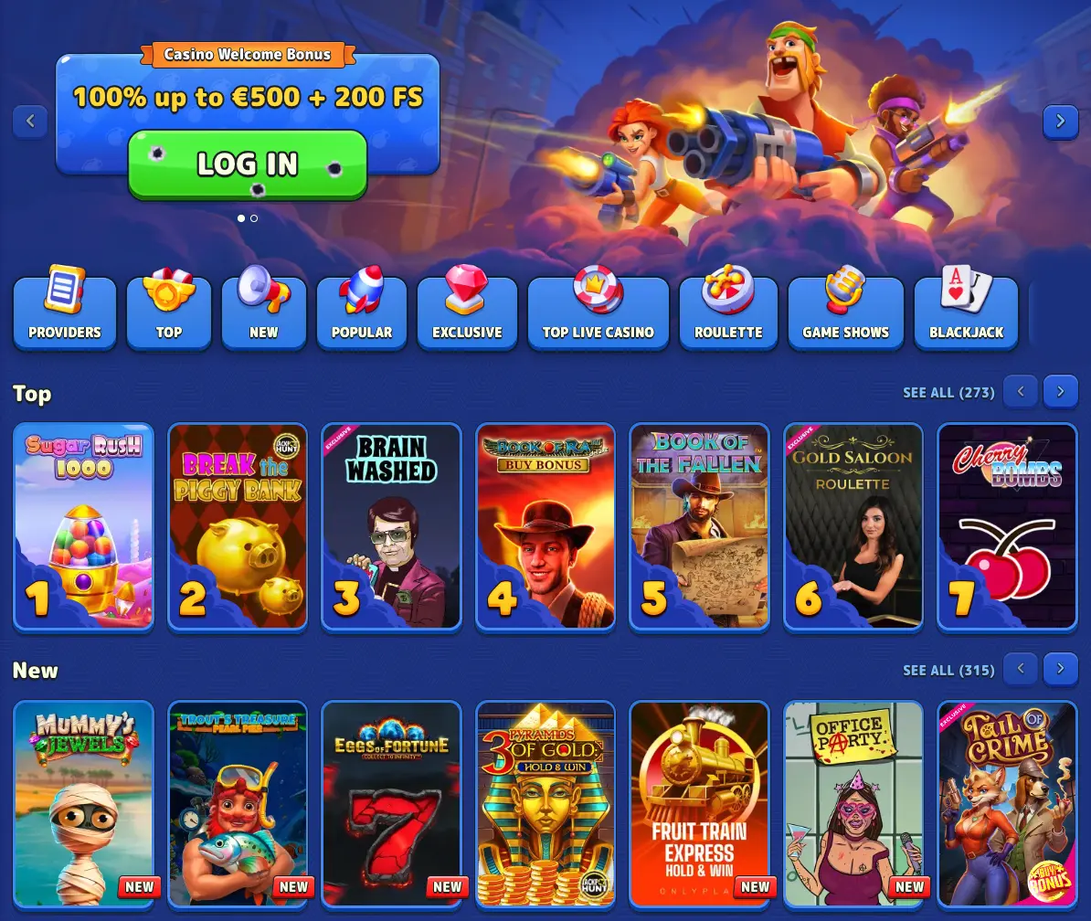 Pistolo Casino Lobby Screenshot
